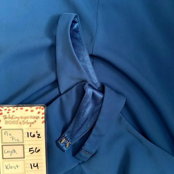 Laundry by Shelli Segal Blue Cross Back Halter Gown Size 4 Long Formal Dress - Picture 9 of 12